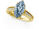 Yellow gold Fancy Blue Marquise  Cut Milgrain Channel Set Engagement Ring with Solitaire Prong Setting_51