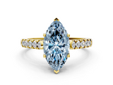 Yellow gold Fancy Blue Marquise  Cut Pavé Band Solitaire Ring with Four-Prong Setting_55