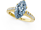 Yellow gold Fancy Blue Marquise  Cut Pavé Band Solitaire Ring with Four-Prong Setting_56