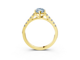 Yellow gold Fancy Blue Marquise  Cut Pavé Band Solitaire Ring with Four-Prong Setting_58