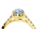 Yellow gold Fancy Blue Marquise  Cut Pavé Band Solitaire Ring with Four-Prong Setting_59