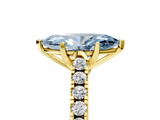 Yellow gold Fancy Blue Marquise  Cut Pavé Band Solitaire Ring with Four-Prong Setting_60
