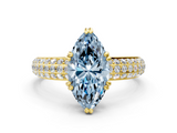 Yellow gold Fancy Blue Marquise  Cut Pave Diamond Engagement Ring with Channel Set Band and Four-Prong Setting_19