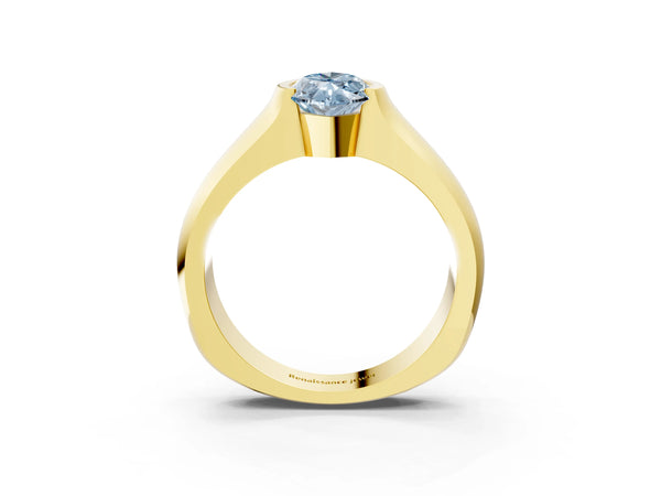 Yellow Gold Marquise Half Bezel Engagement Ring Setting for Fancy Blue Center - Design RJ-777