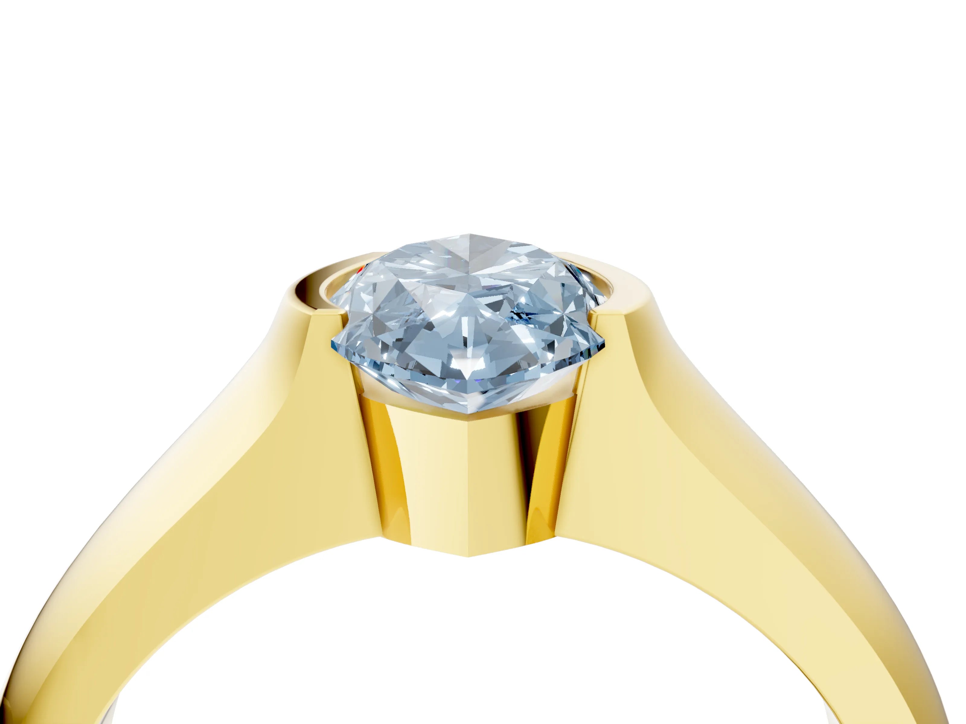 Yellow gold Fancy Blue Marquise Cut Solitaire Bezel Set Diamond Ring with Wide Band_4