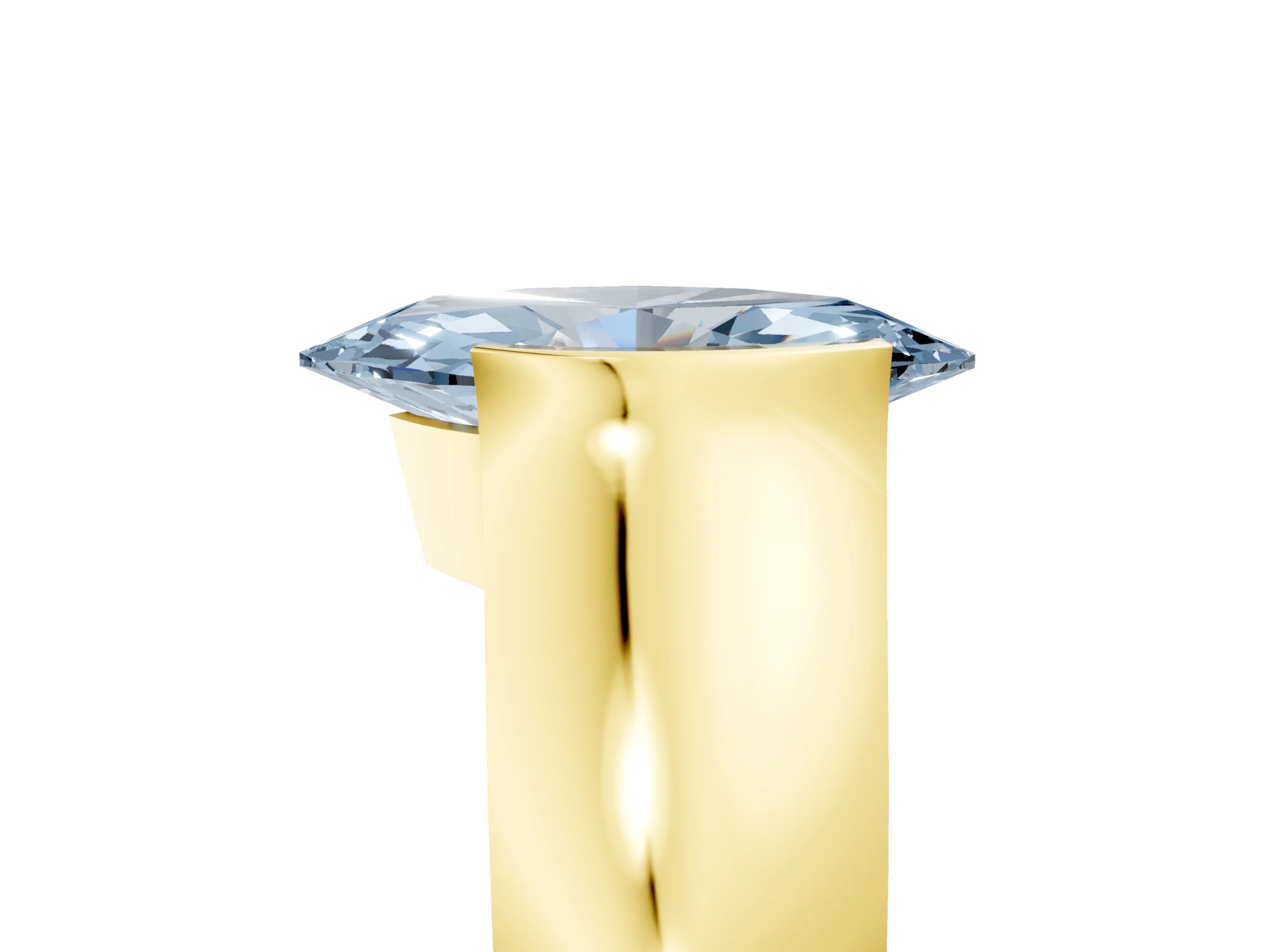 Yellow gold Fancy Blue Marquise Cut Solitaire Bezel Set Diamond Ring with Wide Band_5