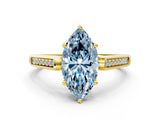 Yellow gold Fancy Blue Marquise Cut Solitaire Cathedral Diamond Engagement Ring with Channel-Set Band and Four-Prong Setting_3