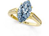 Yellow gold Fancy Blue Marquise Cut Solitaire Cathedral Diamond Engagement Ring with Channel-Set Band and Four-Prong Setting_4