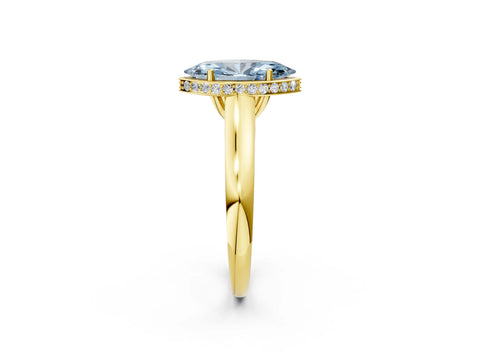 Yellow gold Fancy Blue Marquise Cut Solitaire Diamond Engagement Ring with Four-Prong Setting and Tapered Band_2