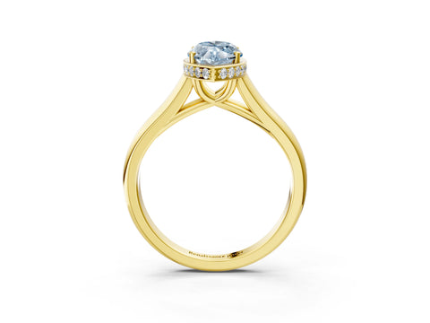 Yellow gold Fancy Blue Marquise Cut Solitaire Diamond Engagement Ring with Four-Prong Setting and Tapered Band_3