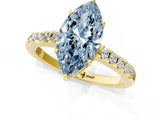 Yellow gold Fancy Blue Marquise Cut Solitaire Diamond Engagement Ring with Pavé Band and Six-Prong Setting_13
