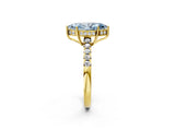 Yellow gold Fancy Blue Marquise Cut Solitaire Diamond Engagement Ring with Pavé Band and Six-Prong Setting_14