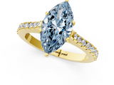 Yellow gold Fancy Blue Marquise  Cut Solitaire Diamond Engagement Ring with Pave Band and Four-Prong Setting_166