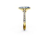 Yellow gold Fancy Blue Marquise  Cut Solitaire Diamond Engagement Ring with Pave Band and Four-Prong Setting_167