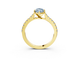 Yellow gold Fancy Blue Marquise  Cut Solitaire Diamond Engagement Ring with Pave Band and Four-Prong Setting_168