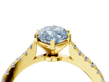 Yellow gold Fancy Blue Marquise  Cut Solitaire Diamond Engagement Ring with Pave Band and Four-Prong Setting_169