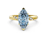 Yellow gold Fancy Blue Marquise Cut Solitaire Diamond Engagement Ring with Twisted Pave Band and Four-Prong Setting_3