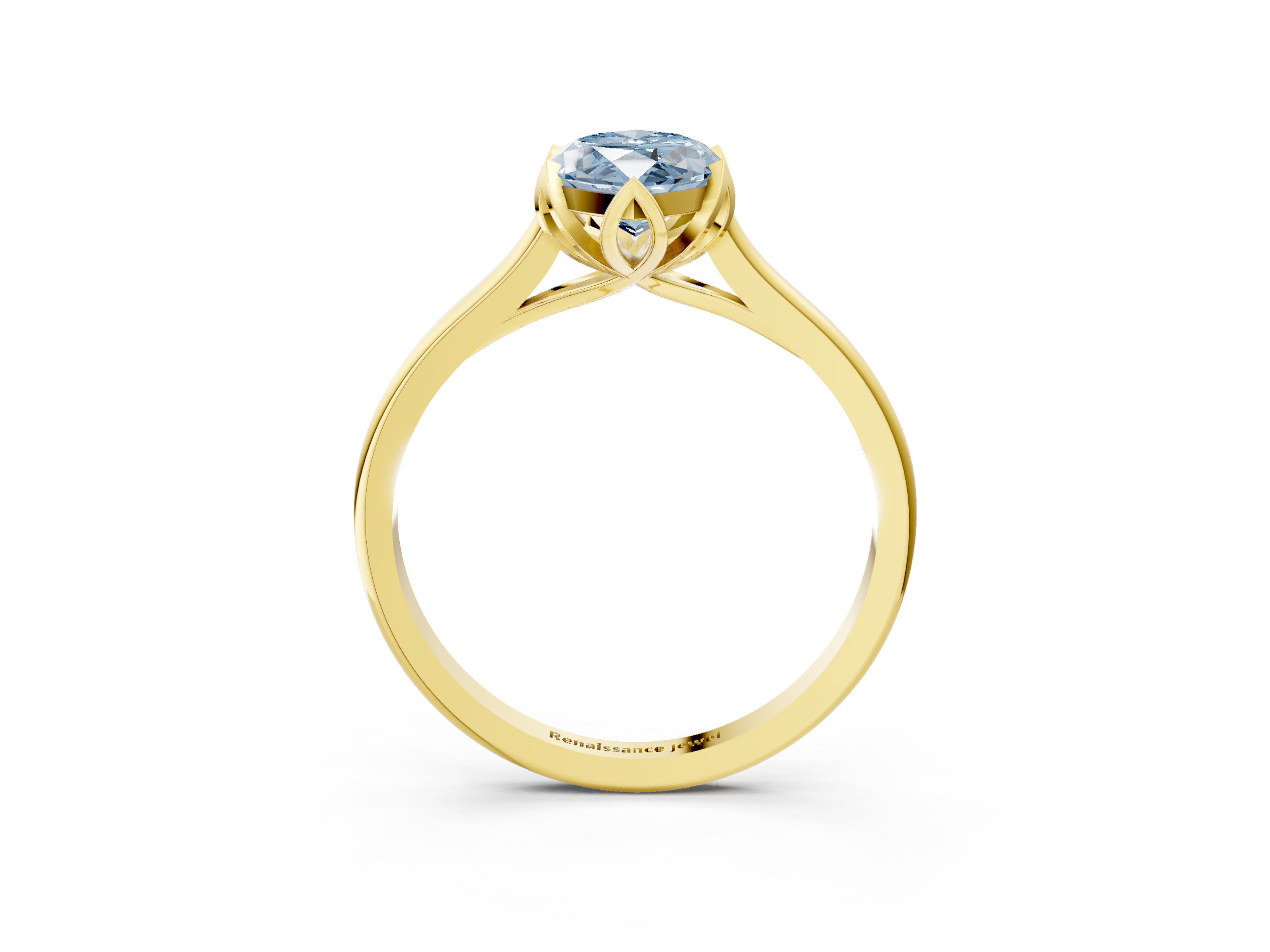 Yellow gold Fancy Blue Marquise  Cut Solitaire Diamond Ring with Flower-Prong Setting and Classic Band_46