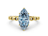 Yellow gold Fancy Blue Marquise Cut Solitaire Diamond Ring with Infinity Twist Band and Four-Prong Setting_24