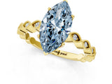 Yellow gold Fancy Blue Marquise Cut Solitaire Diamond Ring with Infinity Twist Band and Four-Prong Setting_25