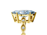Yellow gold Fancy Blue Marquise Cut Solitaire Diamond Ring with Infinity Twist Band and Four-Prong Setting_29