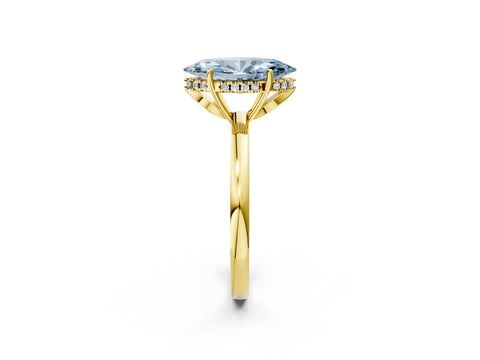 Yellow gold Fancy Blue Marquise Cut Solitaire Diamond Ring with Prong Setting and Plain Band_2