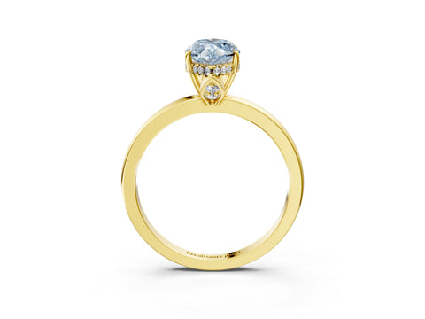Yellow gold Fancy Blue Marquise Cut Solitaire Diamond Ring with Prong Setting and Plain Band_3