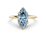 Yellow gold Fancy Blue Marquise Cut Solitaire Diamond Ring with Six-Prong Setting and Classic Band_12
