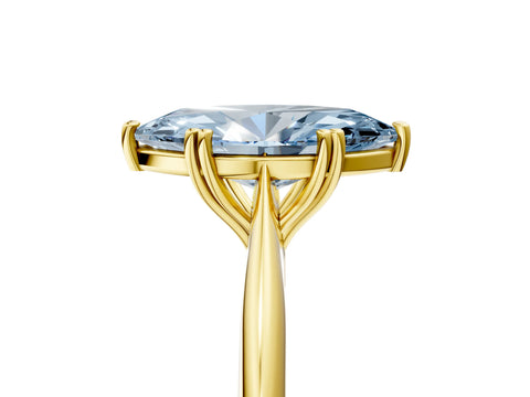 Yellow gold Fancy Blue Marquise Cut Solitaire Diamond Ring with Six-Prong Setting and Classic Band_5