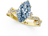 Yellow gold Fancy Blue Marquise  Cut Solitaire Diamond Twisted Band with Pave Setting_63