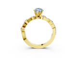 Yellow gold Fancy Blue Marquise  Cut Solitaire Diamond Twisted Band with Pave Setting_65