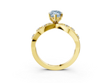 Yellow gold Fancy Blue Marquise  Cut Solitaire Diamond with Side Stones on Criss-Cross Band and Four-Prong Setting_6