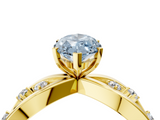 Yellow gold Fancy Blue Marquise  Cut Solitaire Diamond with Side Stones on Criss-Cross Band and Four-Prong Setting_7