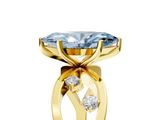 Yellow gold Fancy Blue Marquise  Cut Solitaire Diamond with Side Stones on Criss-Cross Band and Four-Prong Setting_8