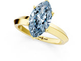 Yellow gold Fancy Blue Marquise  Cut Solitaire Engagement Ring with Flat Band and Four-Prong Setting 1