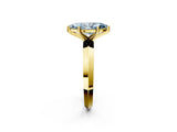 Yellow gold Fancy Blue Marquise  Cut Solitaire Engagement Ring with Flat Band and Four-Prong Setting 2