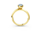 Yellow gold Fancy Blue Marquise  Cut Solitaire Engagement Ring with Flat Band and Four-Prong Setting 3