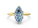 Yellow gold Fancy Blue Marquise  Cut Solitaire Engagement Ring with Four-Prong Setting and Classic Band_20