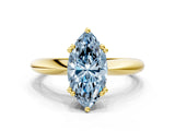 Yellow gold Fancy Blue Marquise  Cut Solitaire Engagement Ring with Tapered Band and Four-Prong Setting 1