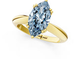 Yellow gold Fancy Blue Marquise  Cut Solitaire Engagement Ring with Tapered Band and Four-Prong Setting 2