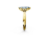 Yellow gold Fancy Blue Marquise  Cut Solitaire Engagement Ring with Tapered Band and Four-Prong Setting 3