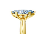 Yellow gold Fancy Blue Marquise  Cut Solitaire Engagement Ring with Tapered Band and Four-Prong Setting