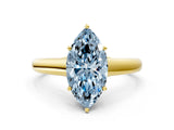 Yellow gold Fancy Blue Marquise Cut Solitaire Engagement Ring with Tapered Band and Four-Prong Setting_3