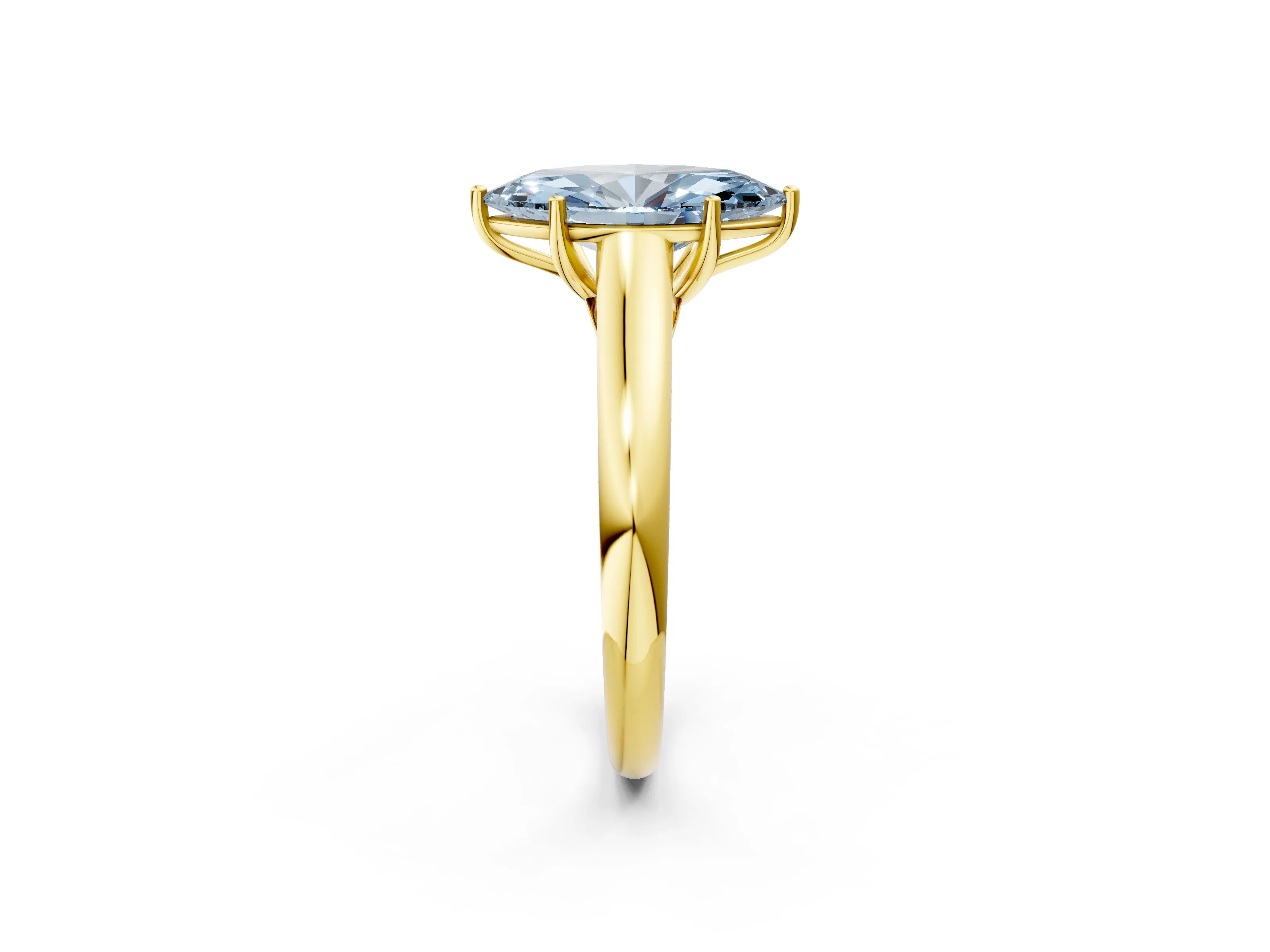 Yellow gold Fancy Blue Marquise Cut Solitaire Engagement Ring with Tapered Band and Four-Prong Setting_5
