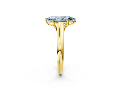 Yellow gold Fancy Blue Marquise Cut Solitaire Engagement Ring with Tapered Band and Four-Prong Setting_5