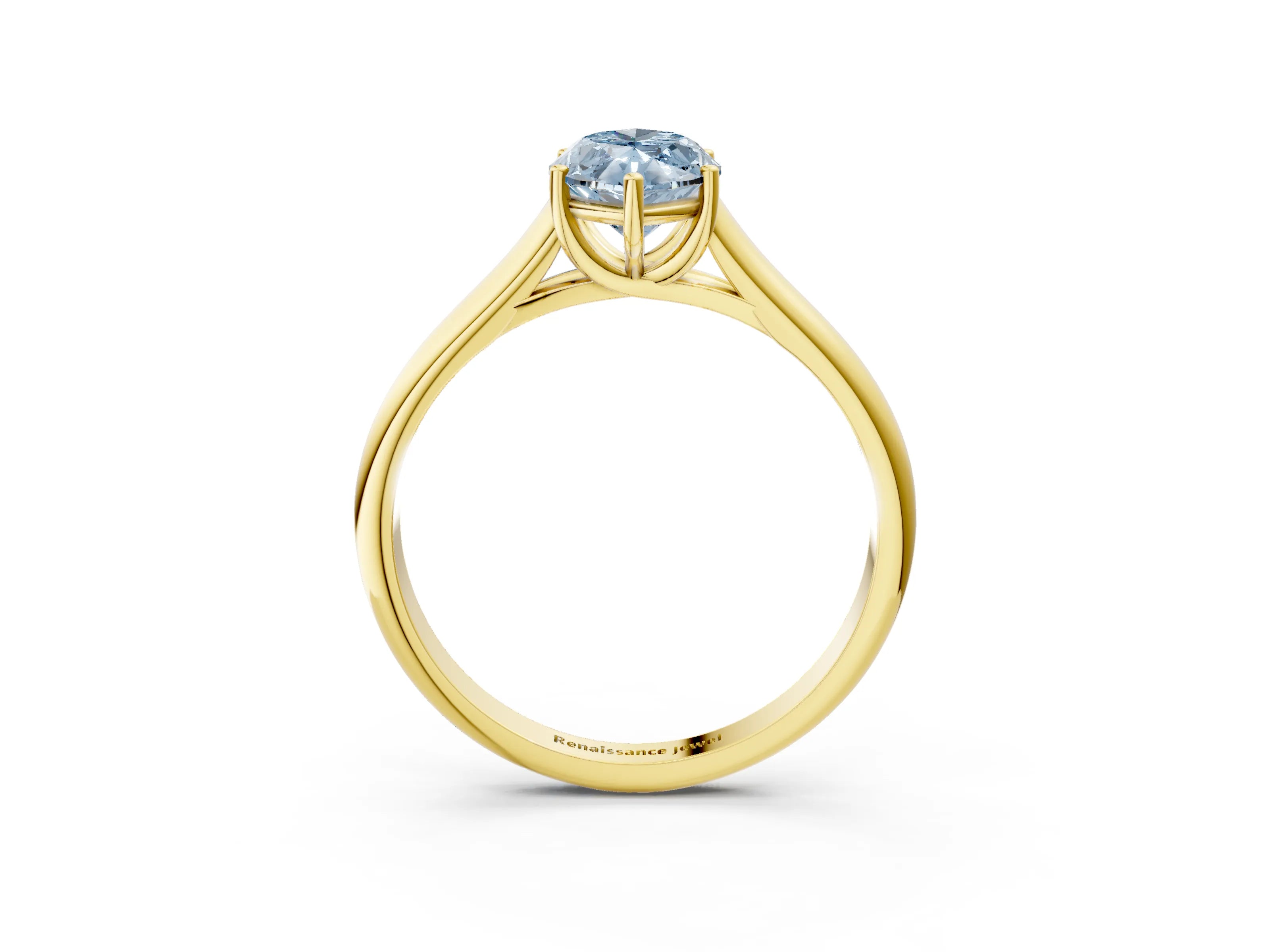 Yellow gold Fancy Blue Marquise Cut Solitaire Engagement Ring with Tapered Band and Four-Prong Setting_6