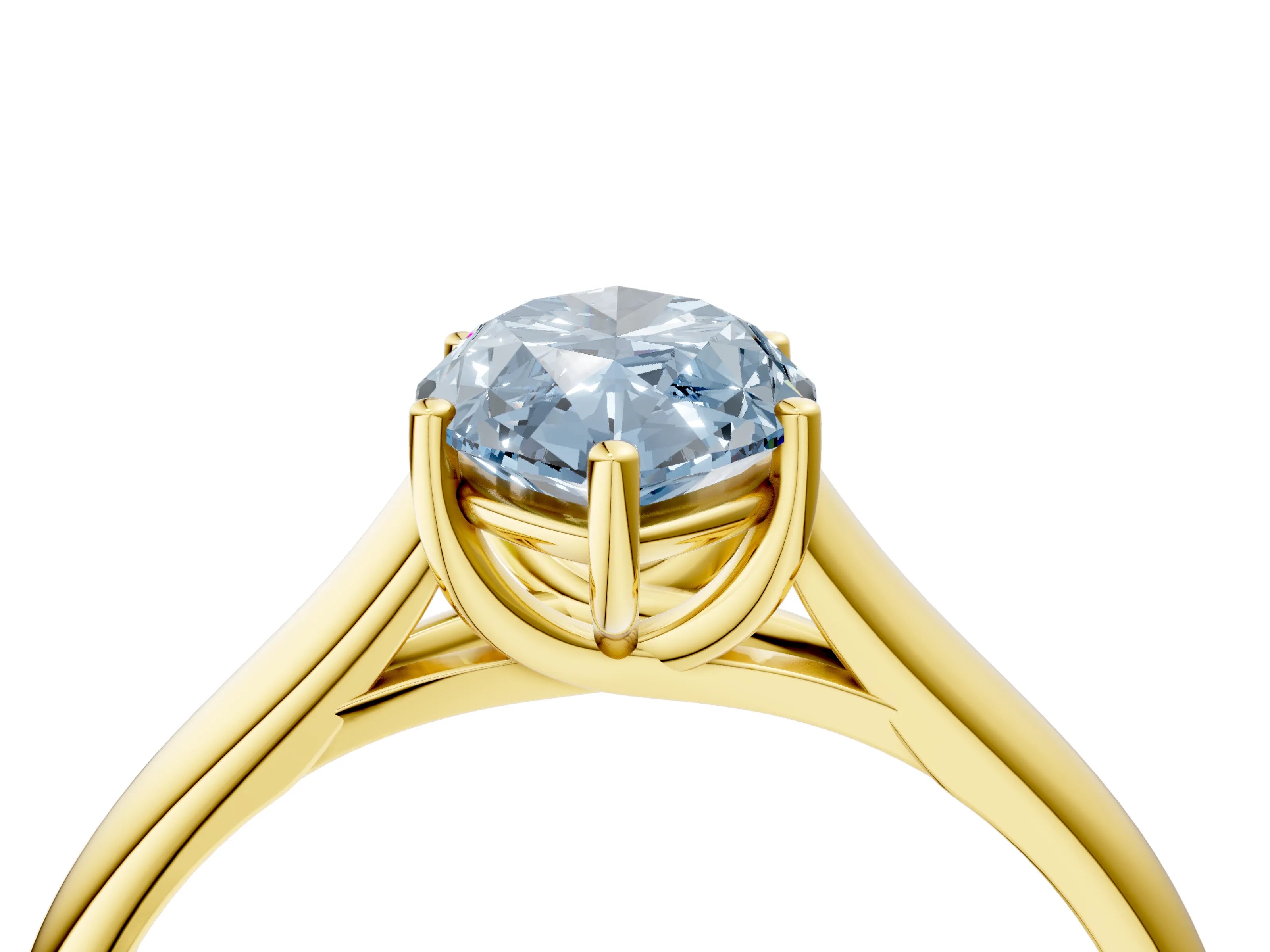 Yellow gold Fancy Blue Marquise Cut Solitaire Engagement Ring with Tapered Band and Four-Prong Setting_7