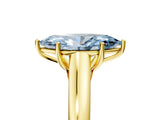 Yellow gold Fancy Blue Marquise Cut Solitaire Engagement Ring with Tapered Band and Four-Prong Setting_8