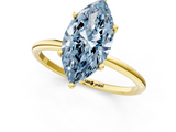 Yellow gold Fancy Blue Marquise  Cut Solitaire Engagement Ring with Thin Band and Four-Prong Setting_4