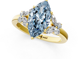 Yellow gold Fancy Blue Marquise  Cut Solitaire Floral Diamond Ring with Four-Prong Setting_55
